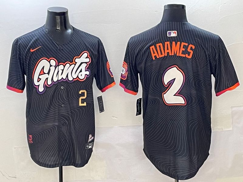 Men San Francisco Giants #2 Adames Black Second generation Joint Name Nike 2025 MLB Jersey style 2